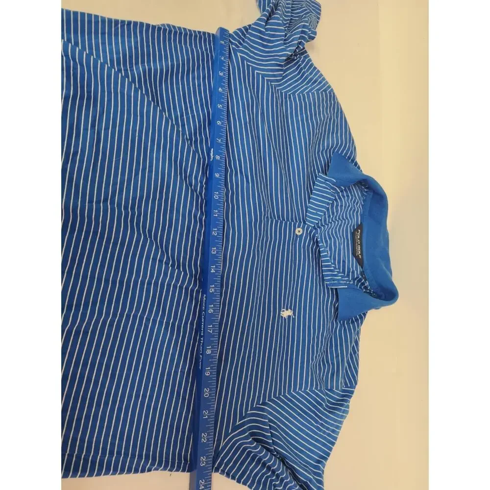 Ralph Lauren Polo Golf Men's Size Large Blue And White Striped Polo Shirt Short